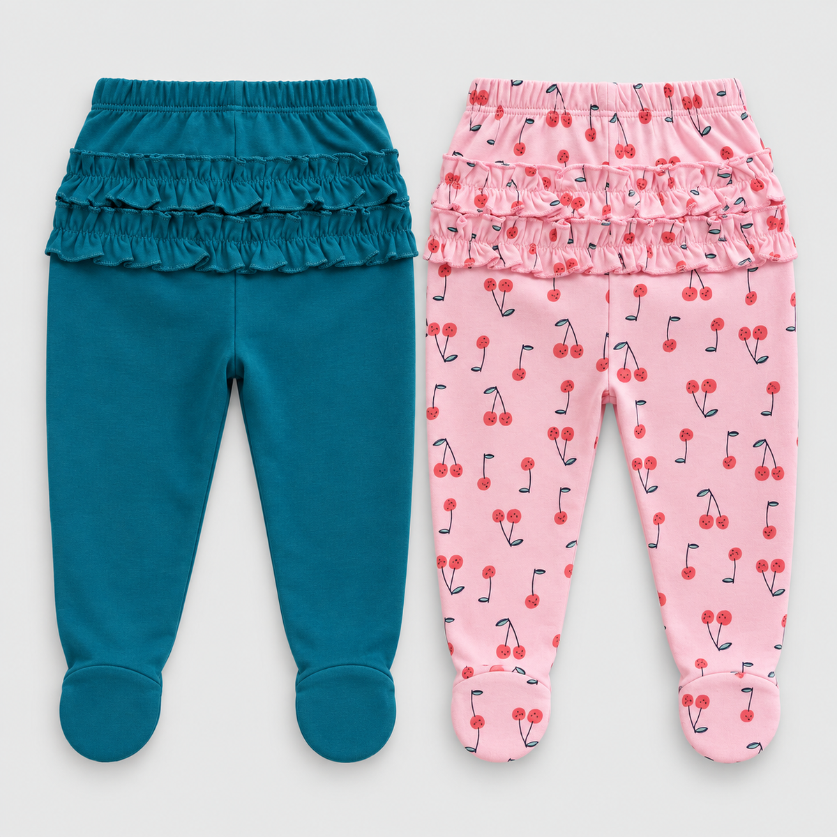 Pack pantalones turquesa y cerezas algodón peruano