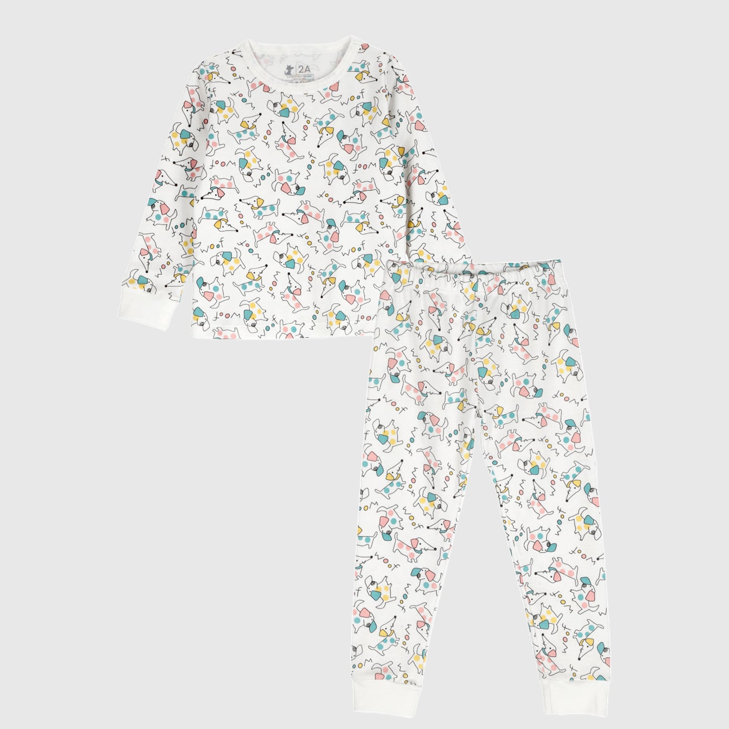 Pijama blanco perritos algodón peruano