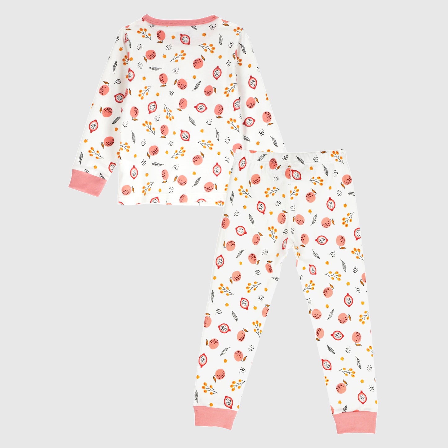 Pijama blanco frutas y hojas algodón peruano
