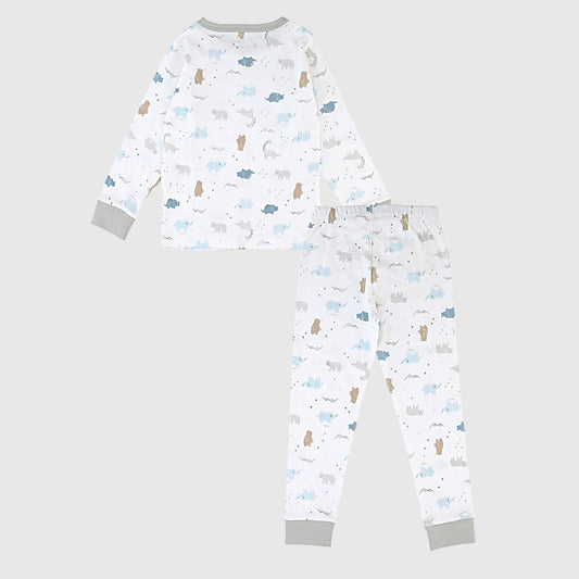 Pijama blanco dinosaurios algodón peruano