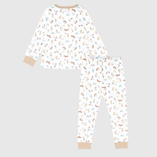 Pijama blanco perros salchicha algodón peruano
