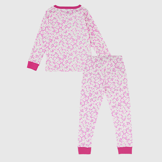 Pijama blanco flores fucsia algodón peruano