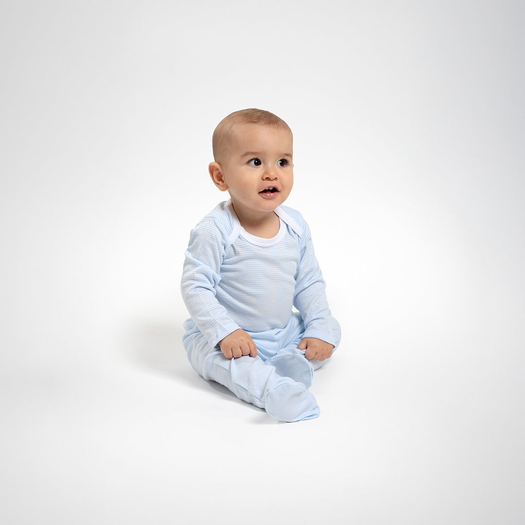 Pack body celeste rayas celeste algodón peruano