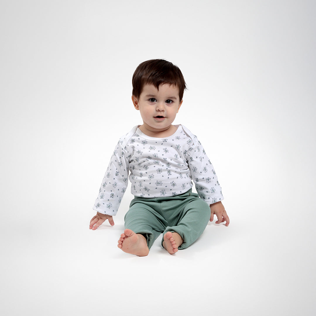 Pack pantalones blanco verde ositos algodón peruano