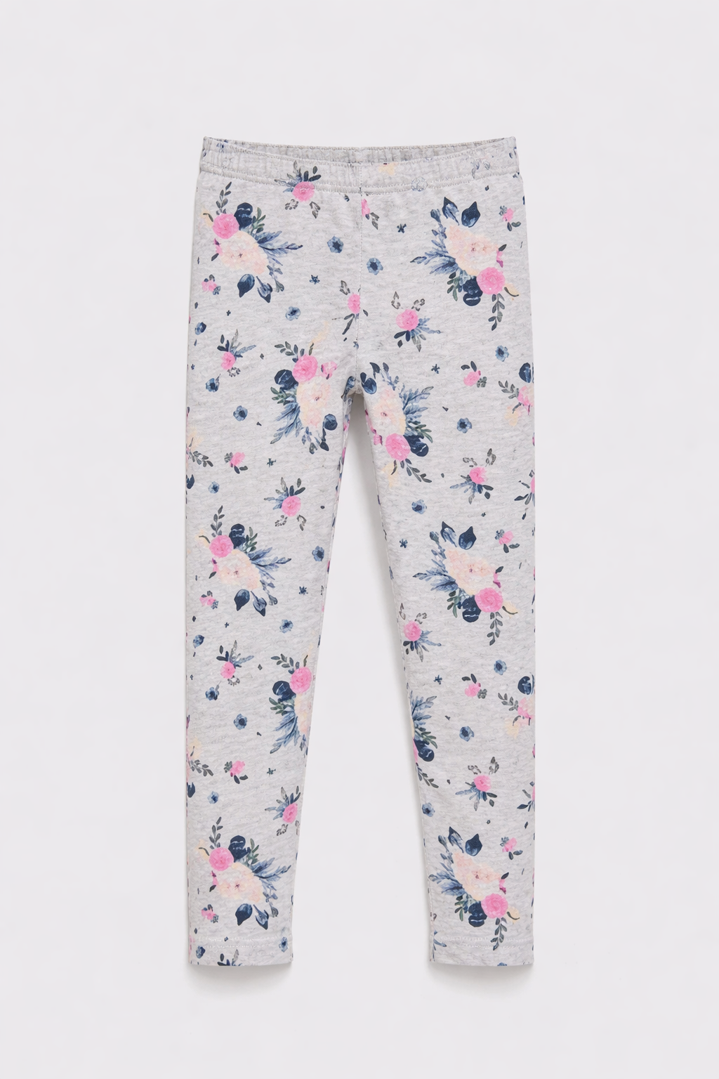 Calza gris flores algodón peruano