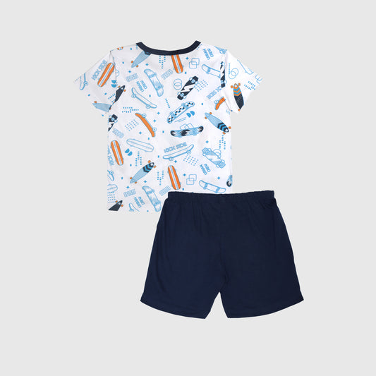 Pijama corto blanco tablas