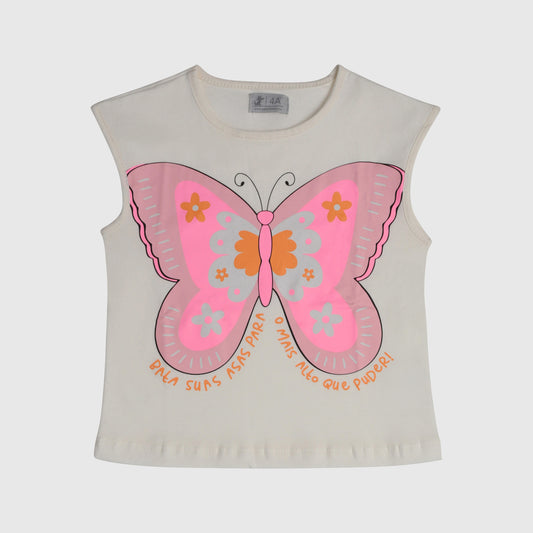 Polera beige mariposa