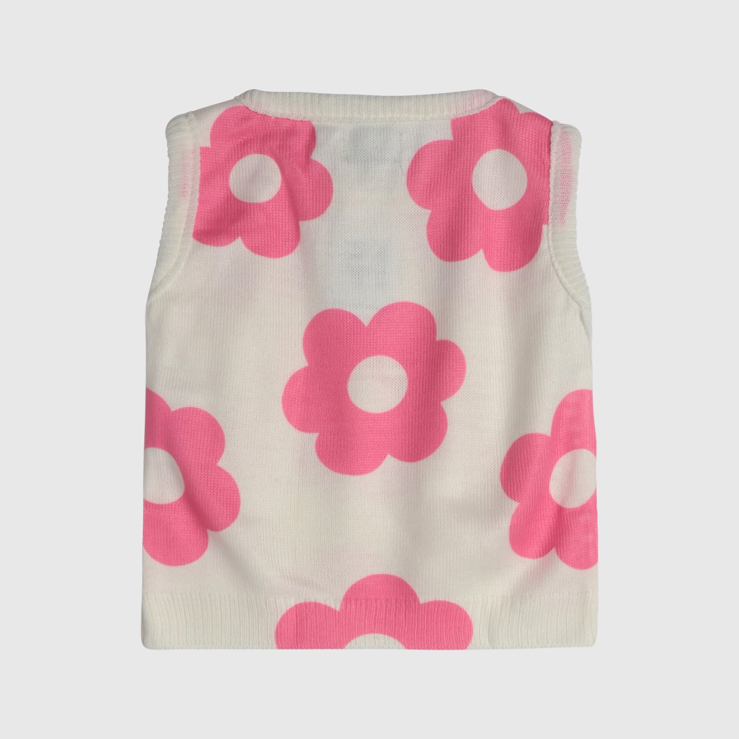 Chaleco beige sin mangas flores