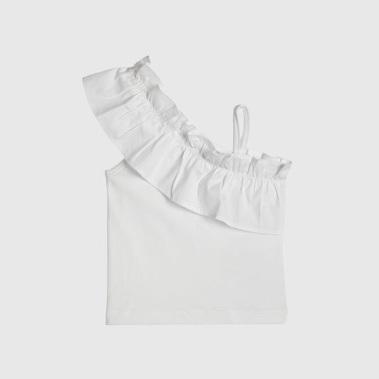 Polera blanca asimetrica