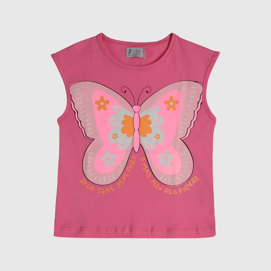 Polera rosa mariposa