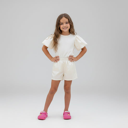 Short blanco metalico