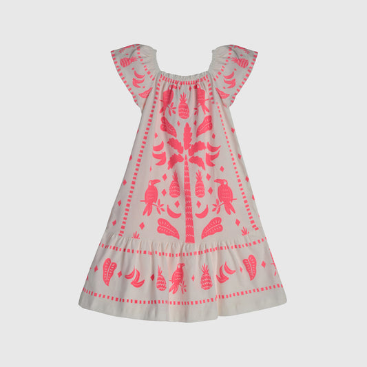 Vestido palmeras fucsia