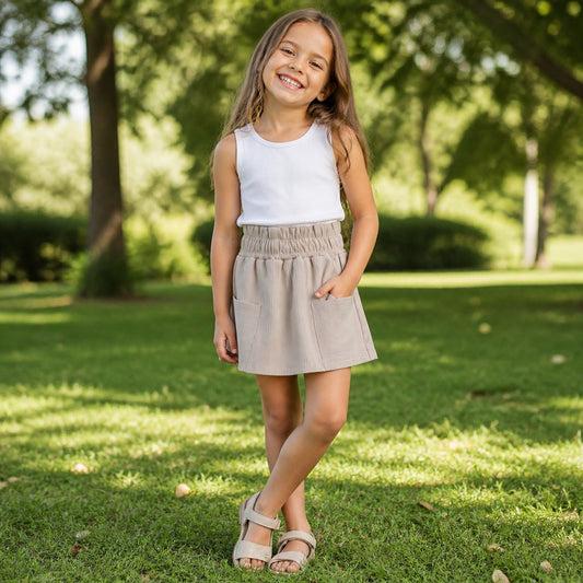 Falda short beige