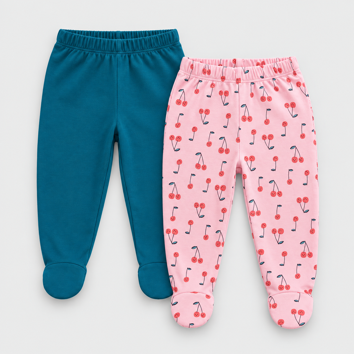 Pack pantalones turquesa y cerezas algodón peruano