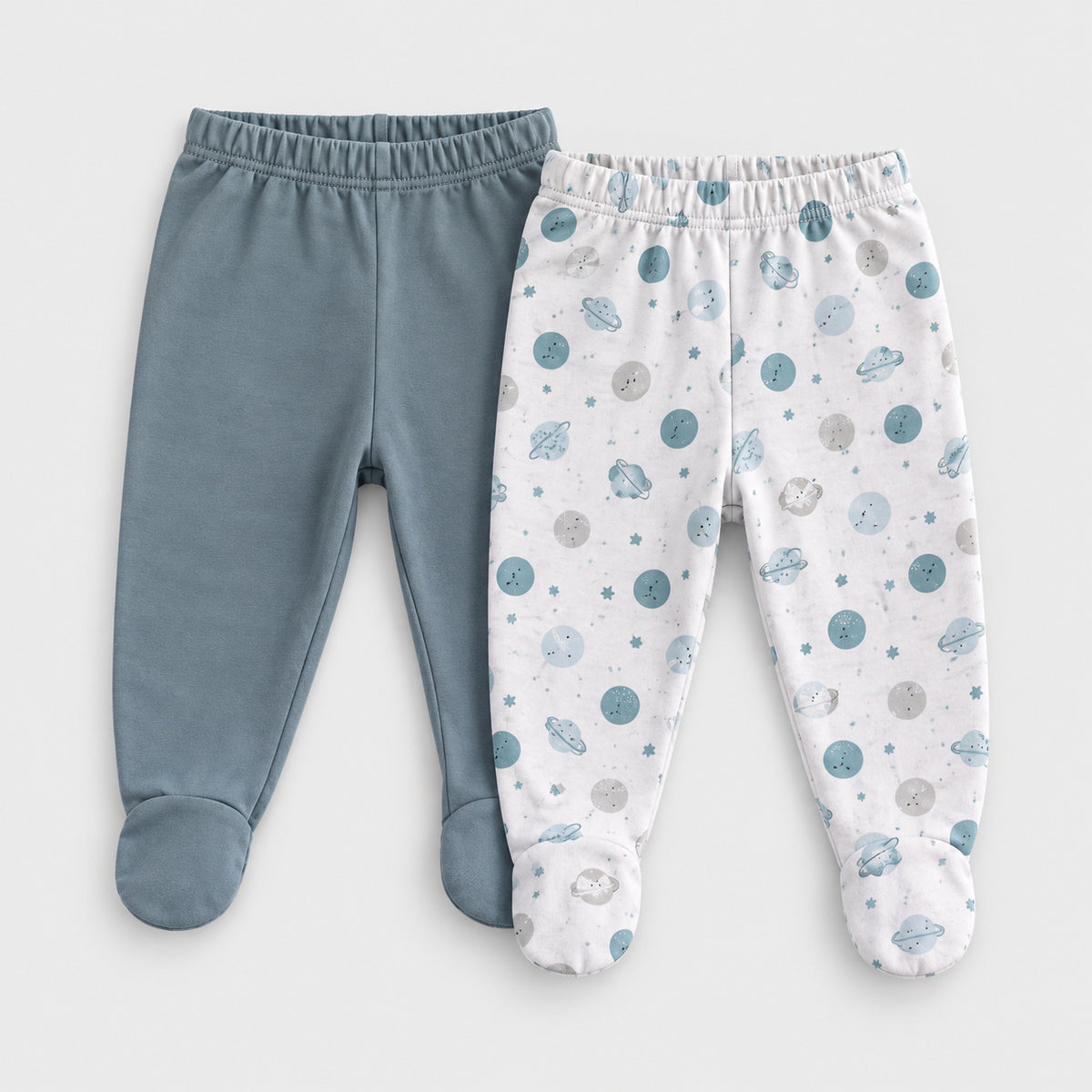 Pack pantalones gris y planetas algodón peruano