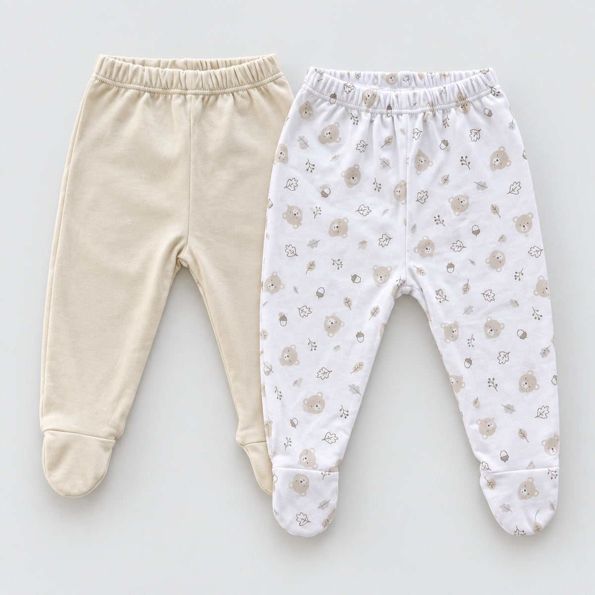 Pack pantalones beige y osos algodón peruano