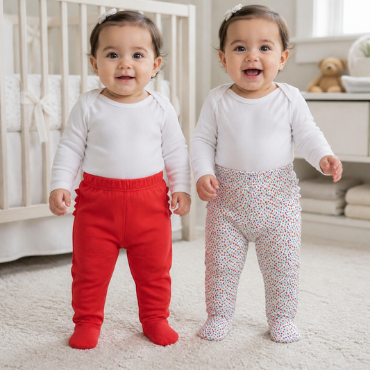 Pack pantalones blanco rojo flores algodón peruano