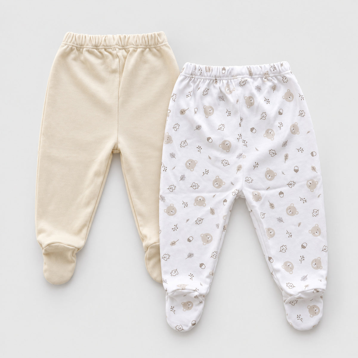 Pack pantalones beige y osos algodón peruano
