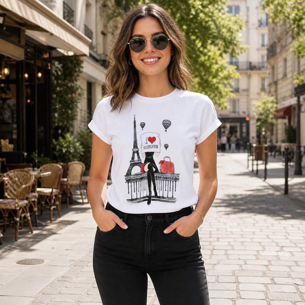 Polera blanca Paris adulto algodón peruano