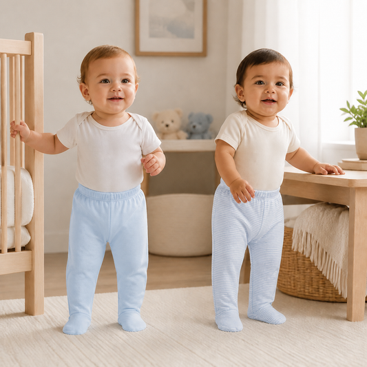 Pack pantalones celestes rayas celestes algodón peruano