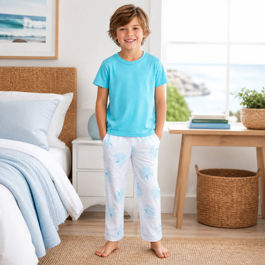 Pijama turquesa ramas algodón peruano