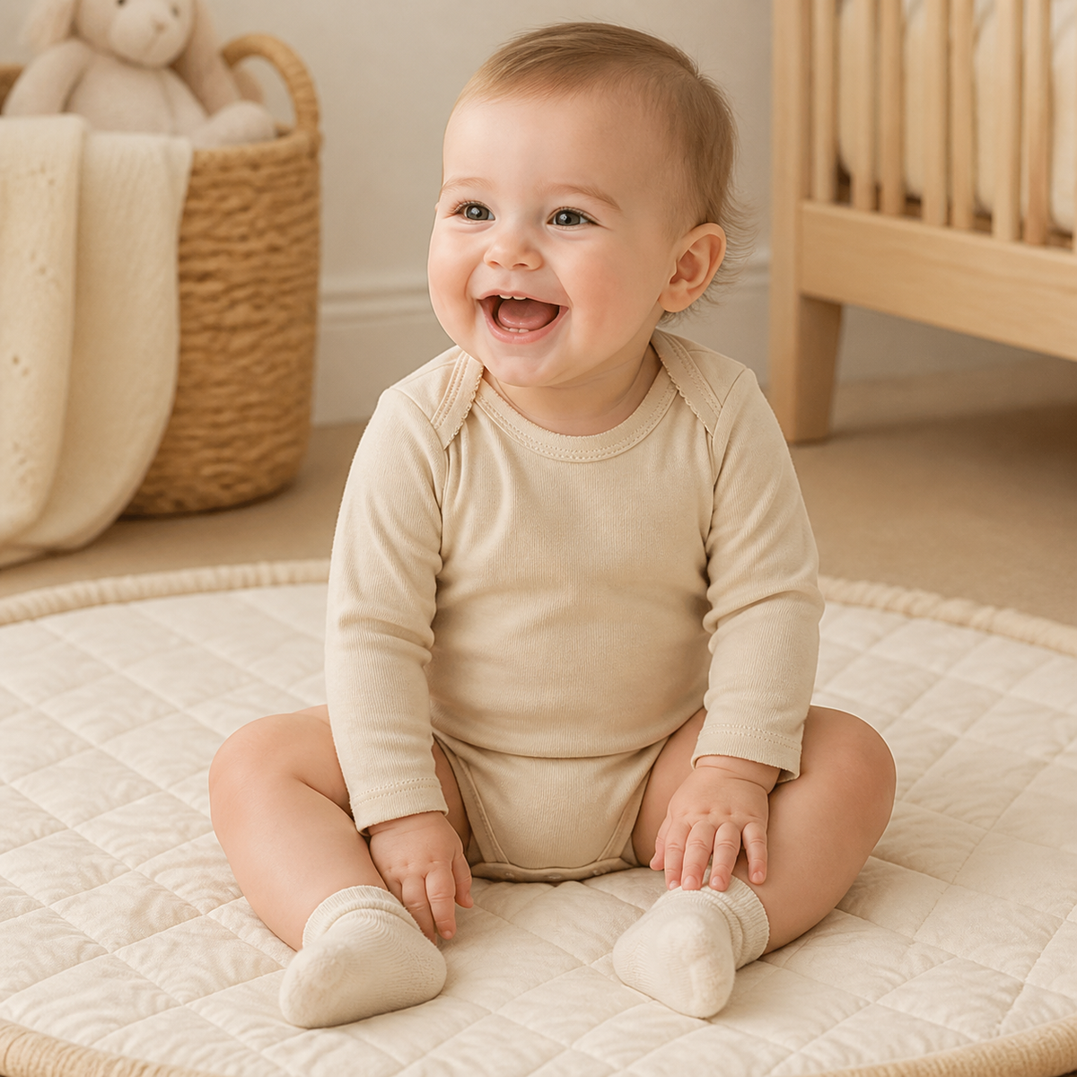 Body beige bordado algodón peruano
