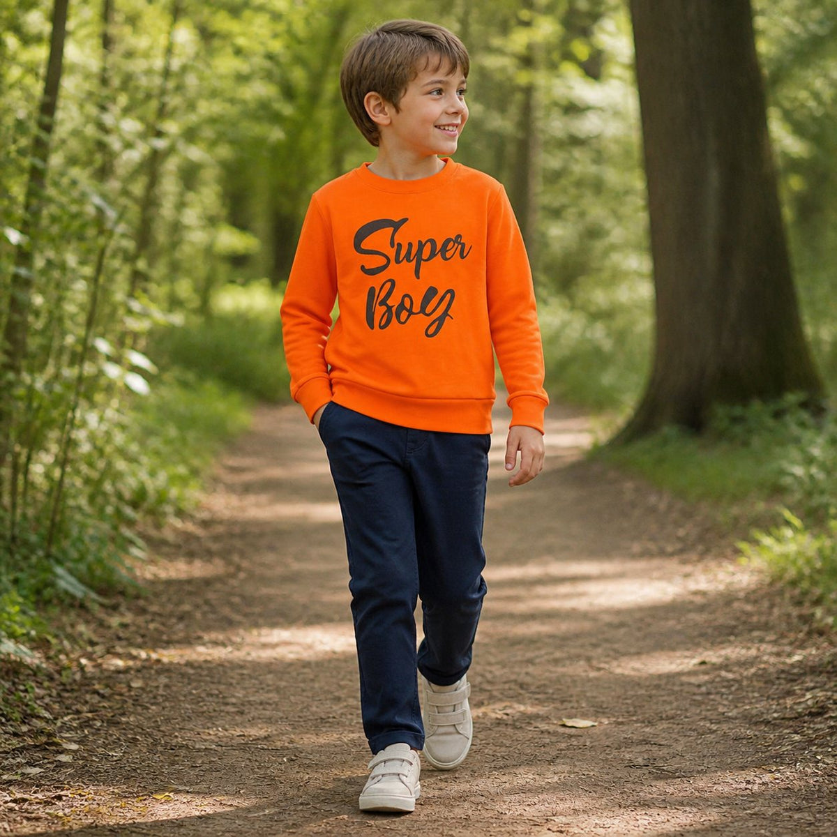 Polera naranja super boy algodón peruano - 2A