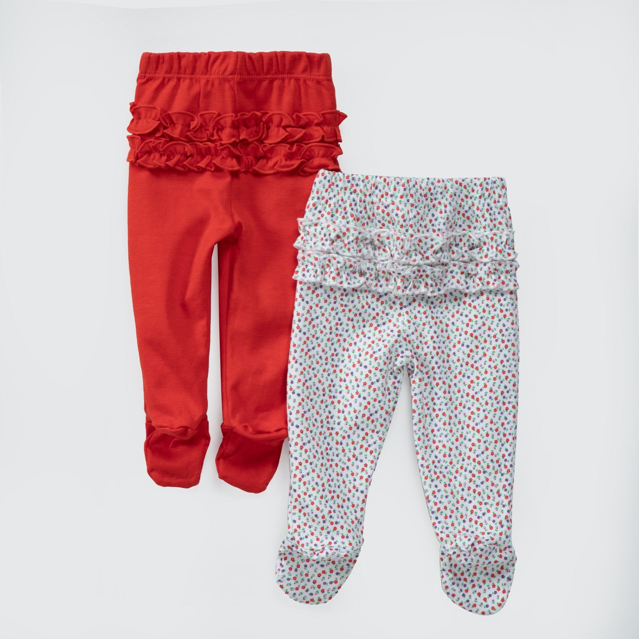 Pack pantalones blanco rojo flores algodón peruano