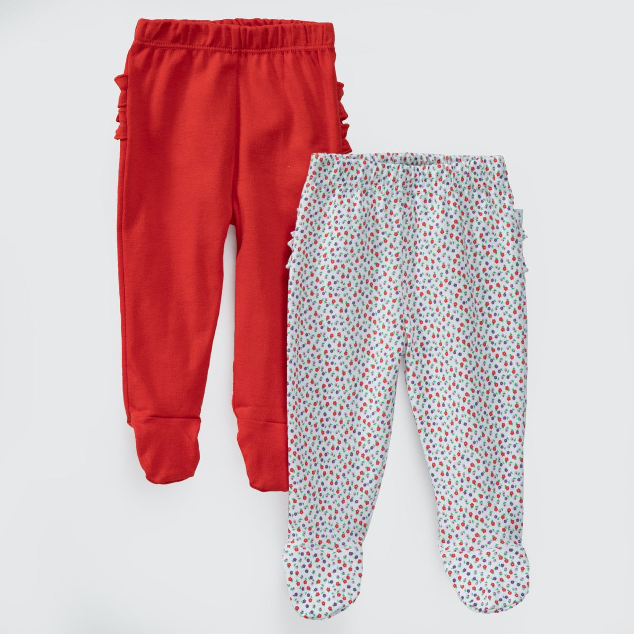 Pack pantalones blanco rojo flores algodón peruano