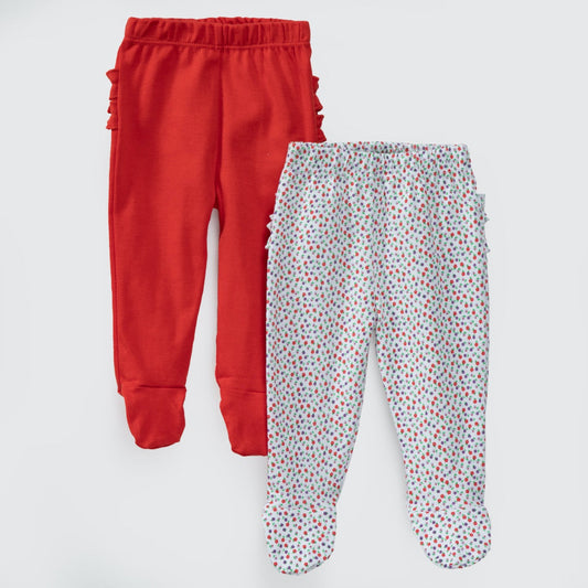 Pack pantalones blanco rojo flores algodón peruano