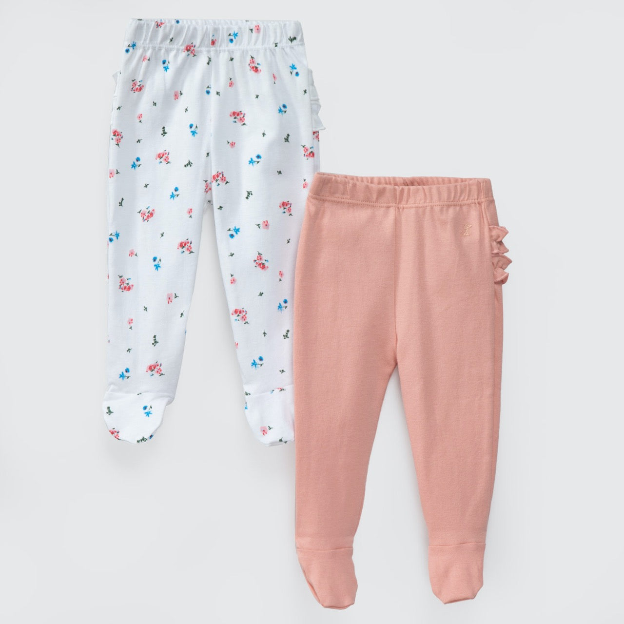 Pack pantalones blanco rosa flores algodón peruano