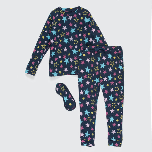 Pijama azul estrellas colores adulto algodón peruano