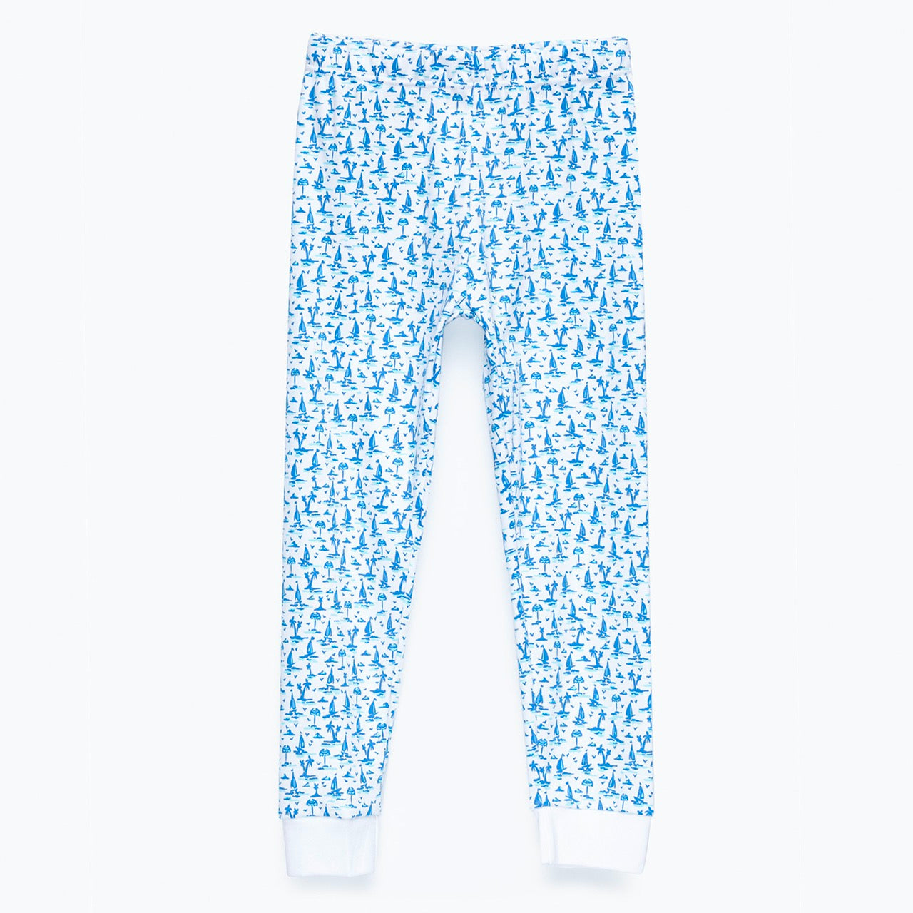 Pijama blanco palmeras azul algodón peruano