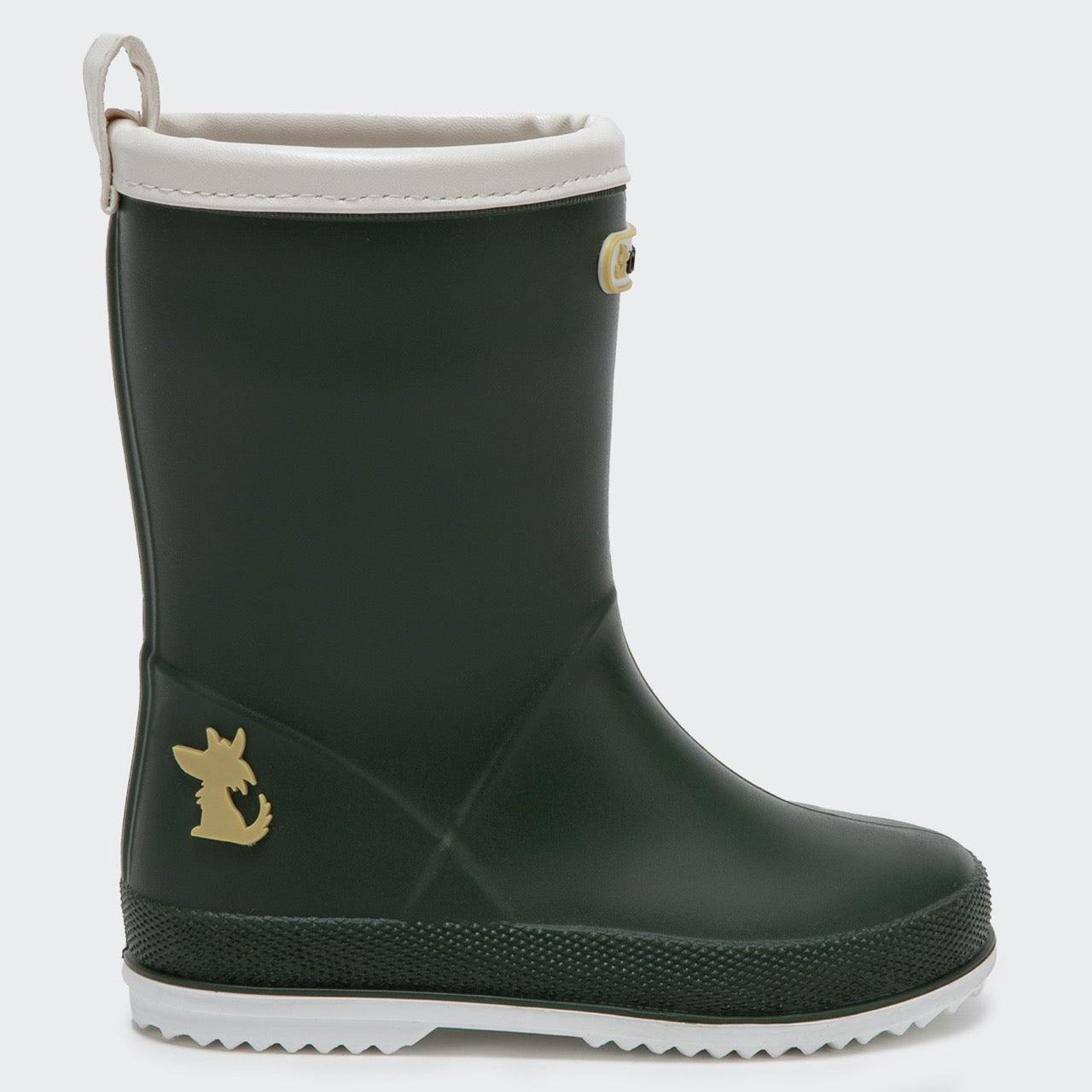 Bota de agua verde militar ribete blanco