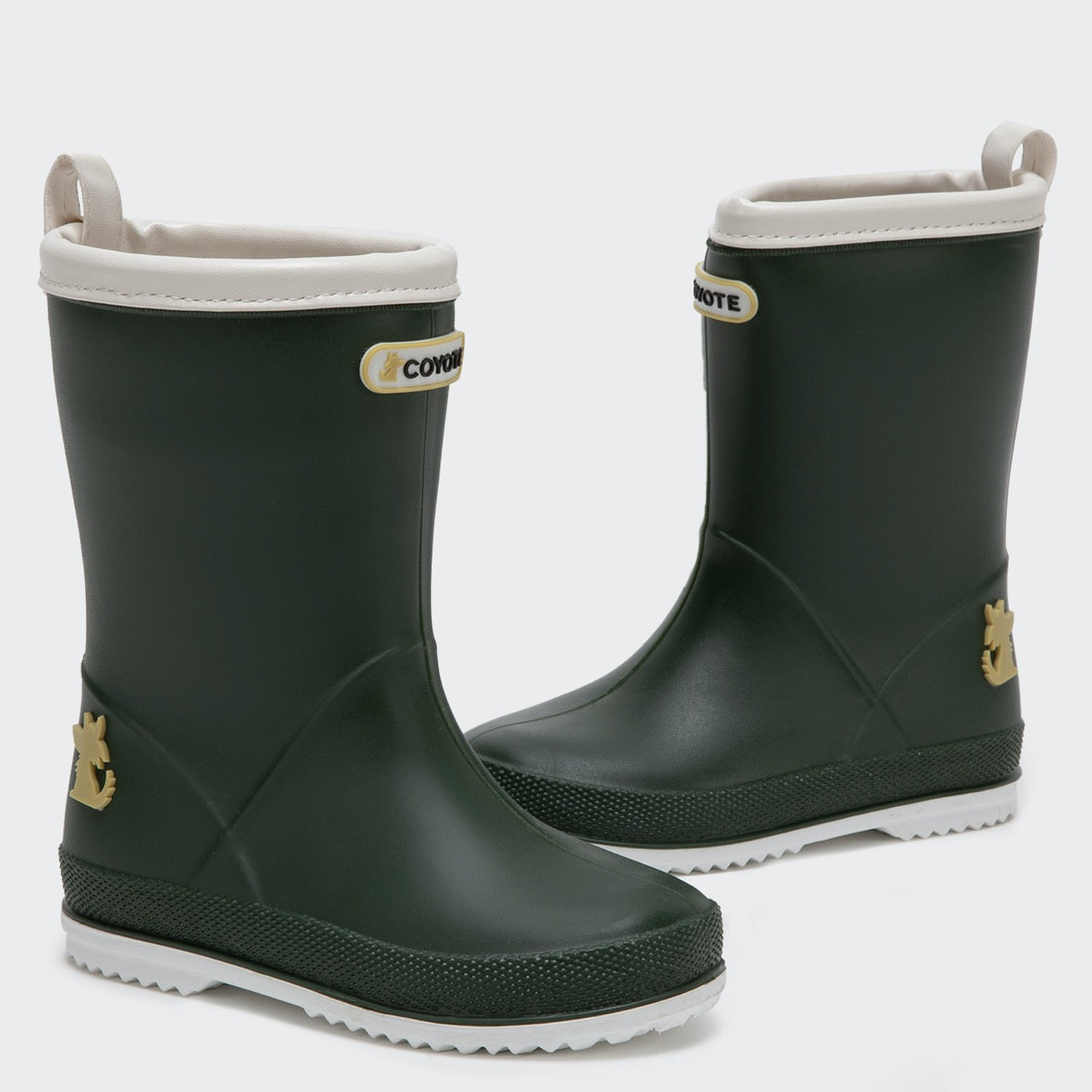 Bota de agua verde militar ribete blanco