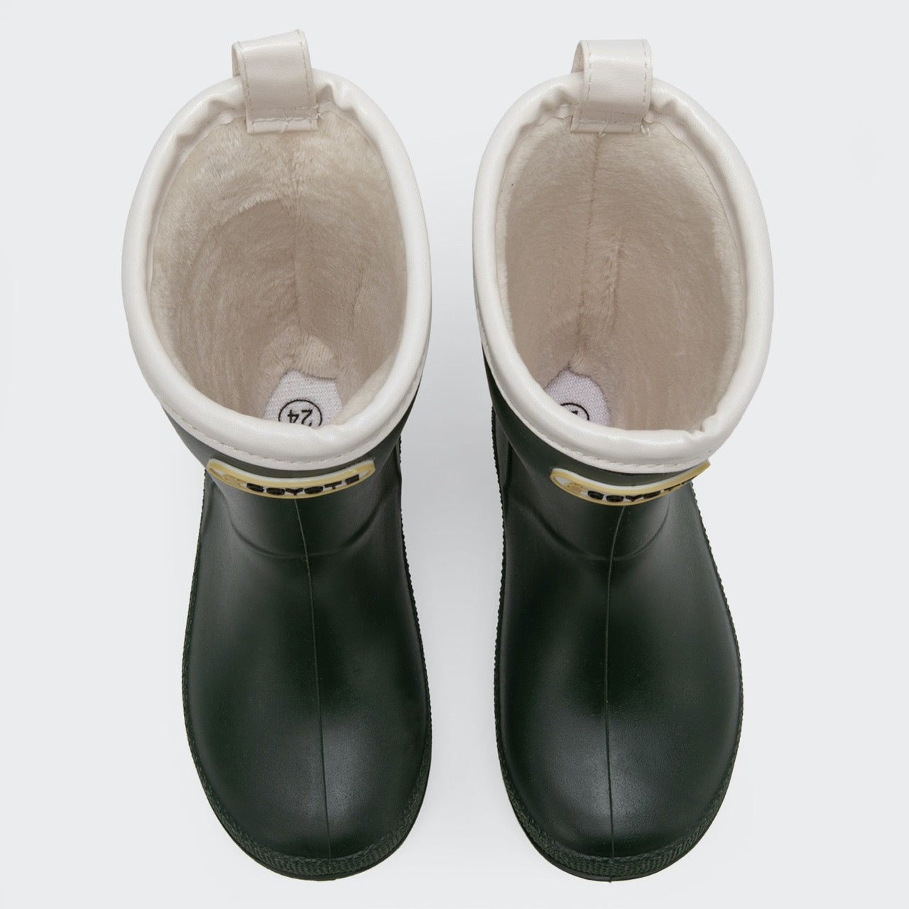 Bota de agua verde militar ribete blanco