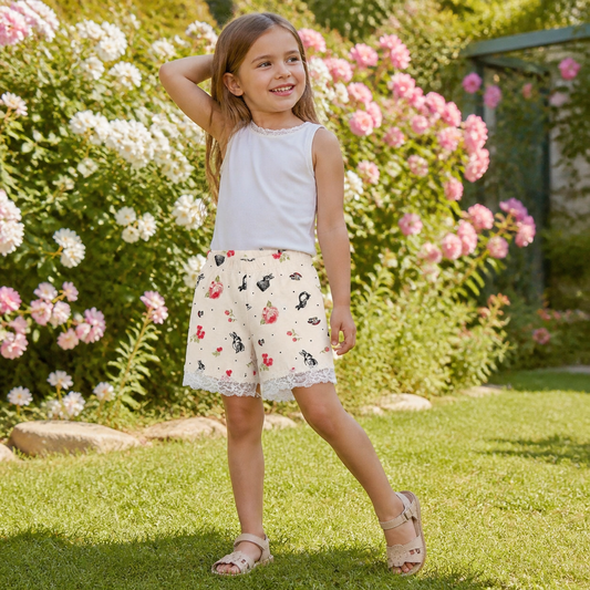 Short beige con encaje algodón peruano