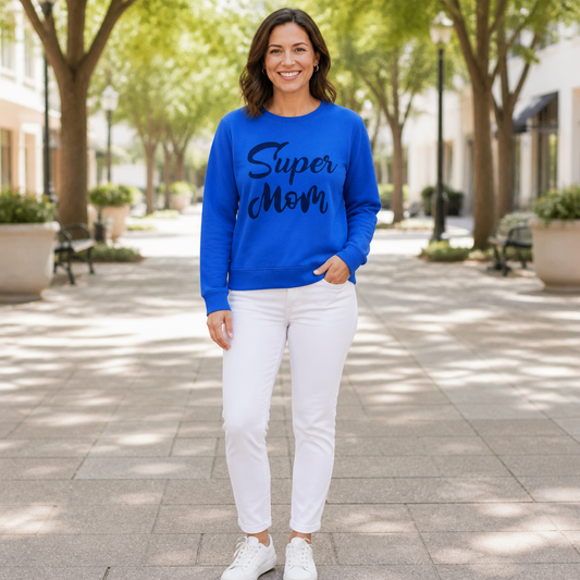 Polera azul super mom algodón peruano