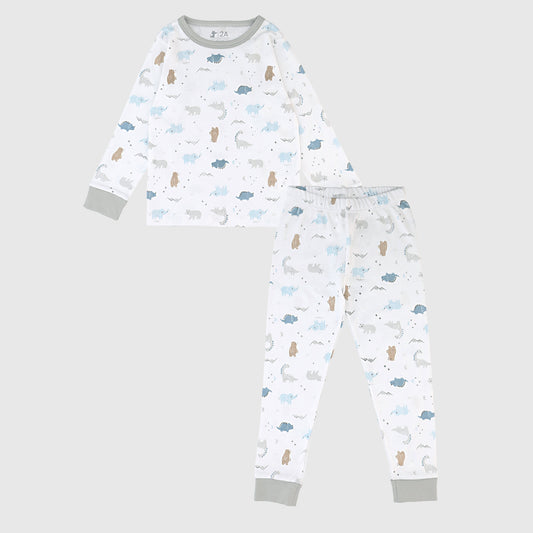[PREVENTA] Pijama blanco dinosaurios algodón peruano