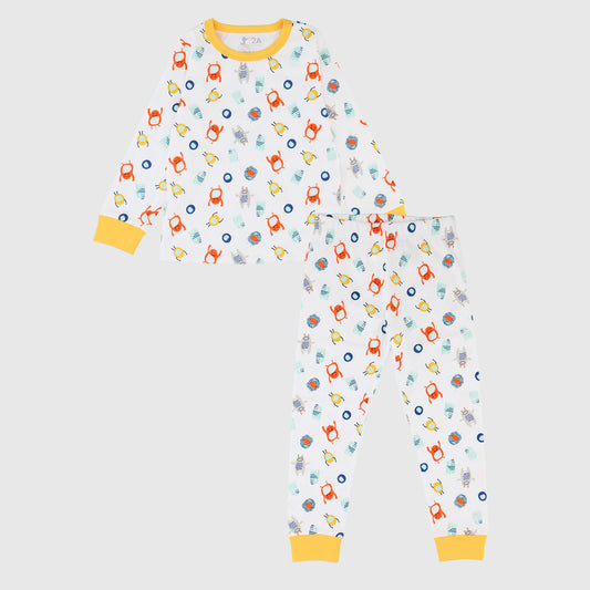 [PREVENTA] Pijama blanco monstruos algodón peruano