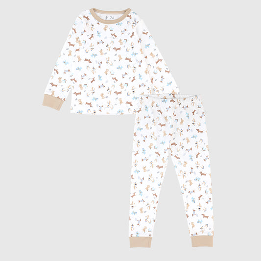 [PREVENTA] Pijama blanco perros salchicha algodón peruano