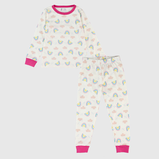 Pijama blanco arcoíris algodón peruano