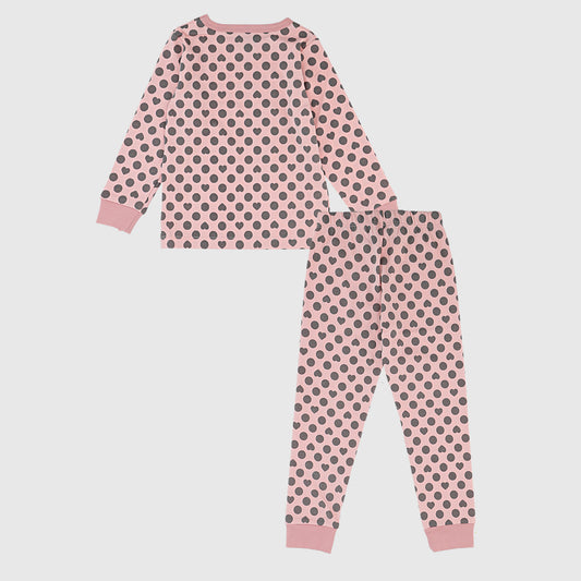 Pijama rosado puntos y corazones algodón peruano