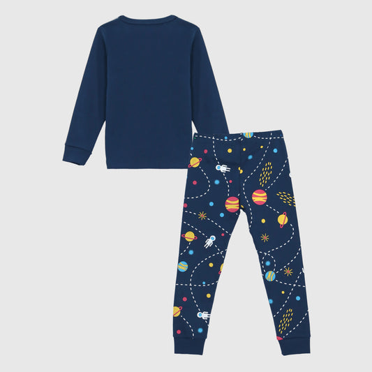 [PREVENTA] Pijama azul cohetes algodón peruano