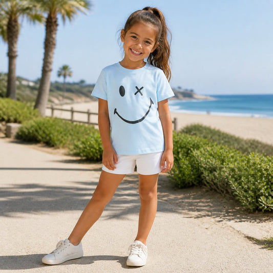 Polera celeste smile algodón peruano