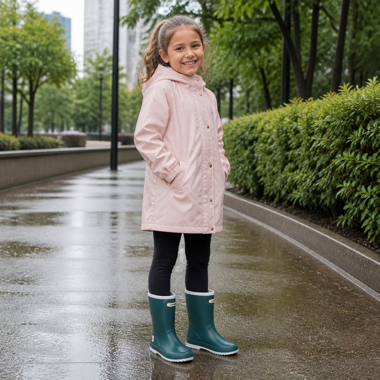 Bota de agua verde petróleo ribete blanco