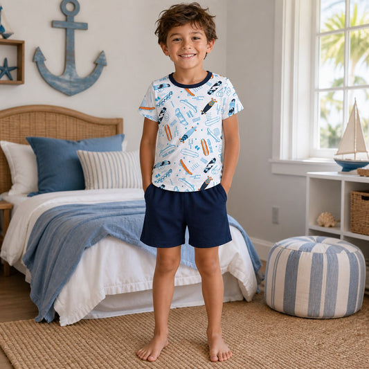 Pijama corto blanco tablas