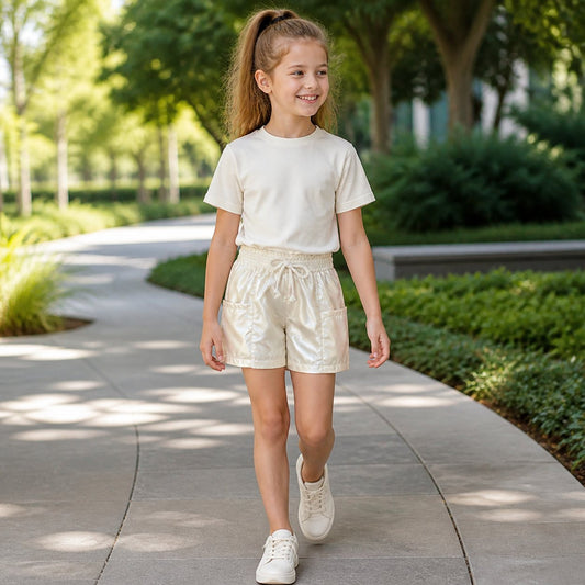 Short blanco metalico
