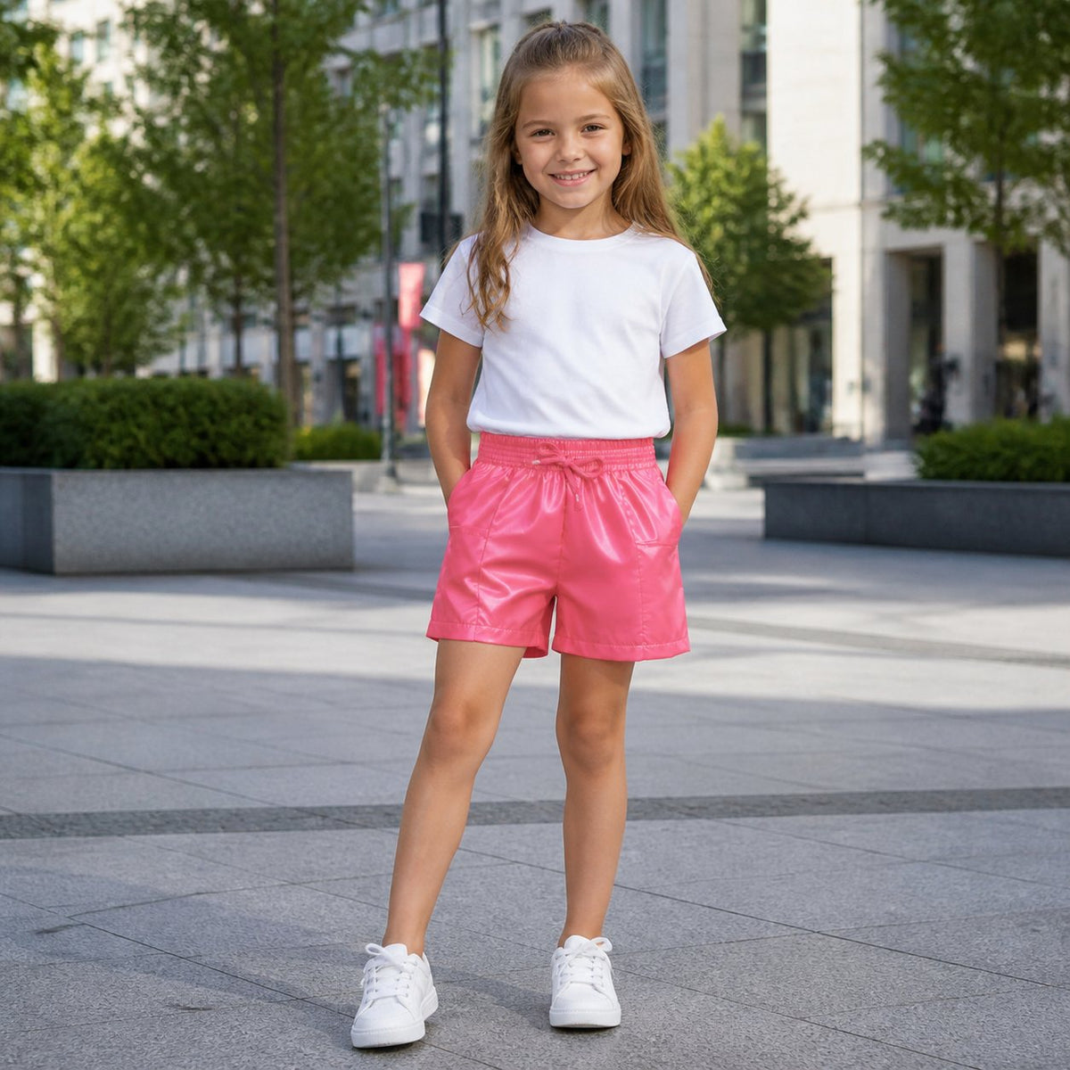 Short rosado metalico