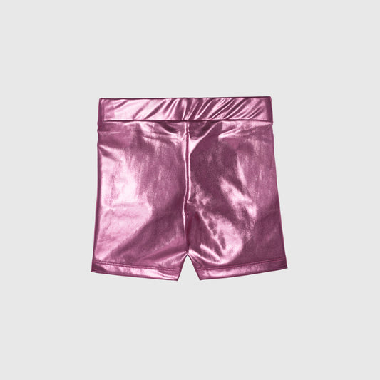 Calza corta rosada metalica